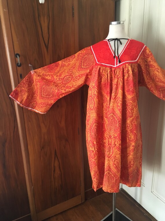 70s cotton boho dress/Paisley angel sleeves! Banda