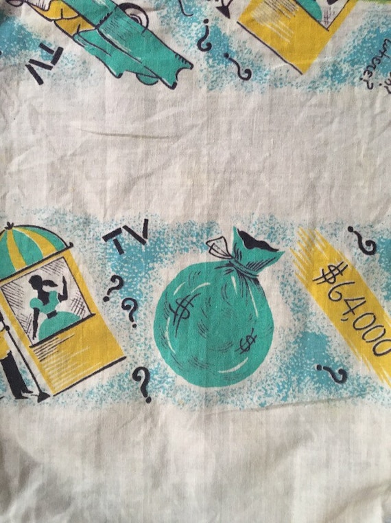 50s novelty print/ vintage apron/ 64,000 question! - image 3