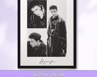 Afdrukbare Hyunjin-collageposter Stray Kids | Kpop-muurkunst