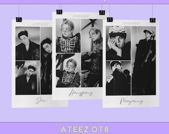 Conjunto de pósteres collage imprimibles de ATEEZ OT8 / Arte de pared Kpop