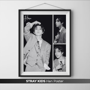 Stray Kids Han Poster: Kpop Black & White Collage (Digital Download)