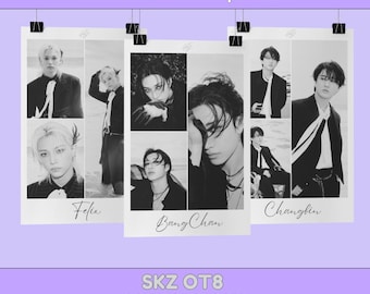 Conjunto de pósteres tipo collage de Stray Kids OT8 para imprimir / Arte de pared Kpop