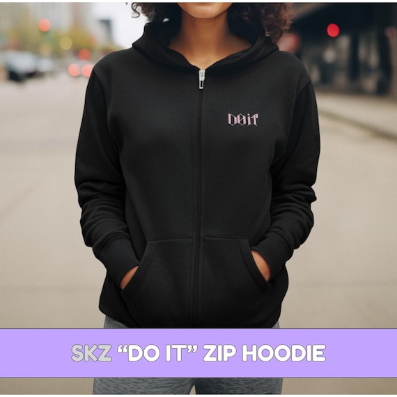 アイドル Stray kids ZIP-UP-HOODIE-DOIT SKZ Do It Zip-up Hoodie | Unofficial Kpop Fan Merch | Gildan Full