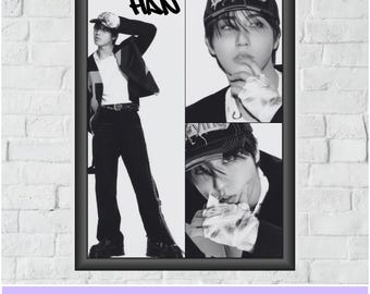 SKZ Han Poster: Kpop Black & White Collage (Digital Download)