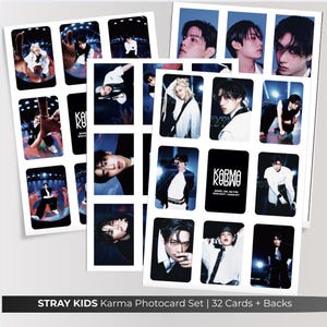 Stray Kids Karma Printable Photocard Bundle – Set of 32 – A4, Standard Photocard Size