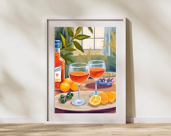 Aperol Poster | Italian Kitchen Wall Art | Drink Illustration | Summery Wall Decor | Gift for Aperol Lovers