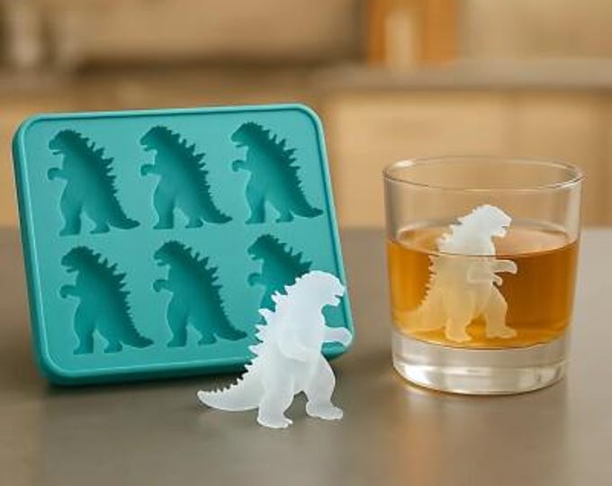Dinosaur Ice Cube Mold: 6-Grid Silicone Kitchen Tableware  *****This item is not the 3d*****PS The finished product is 2D model