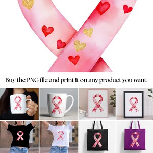 Rosa rotes Band mit Herzen PNG - Valentinstag Clipart für T-Shirt, Tasse, Geschenkkarte, Kissenbezug - Digital Download Design