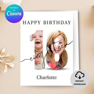 Invitation d'anniversaire 18 ans modifiable, carte modifiable, dix-huitième anniversaire, invitation à une fête, téléchargement instantané, carte d'anniversaire, style bohème minimaliste