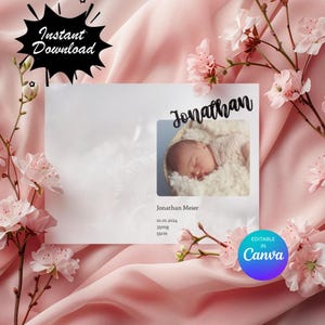 Birth Announcement Card, Canva Editable Kids Birthday Card, Custom Photo Card, Printable Birthday Keepsake, Birthday Invitation Card