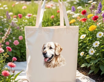 Golden Retriever  Tote Bag, watercolour dog, 100% cotton eco-friendly shopping bag, bag for life, dog Gift, Dog Lovers
