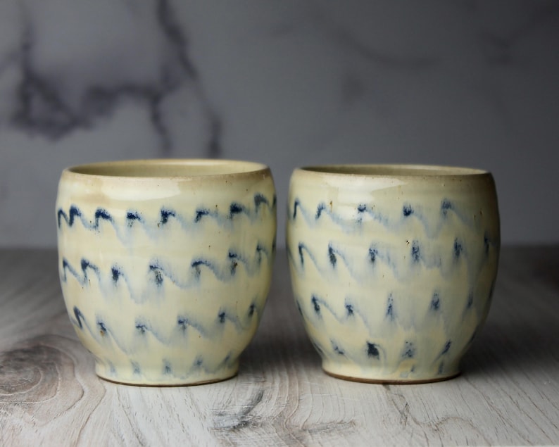 Stoneware Wine Cups - Opal Blue, Set of 2, Ceramic, Handmade, Wheel-thrown
