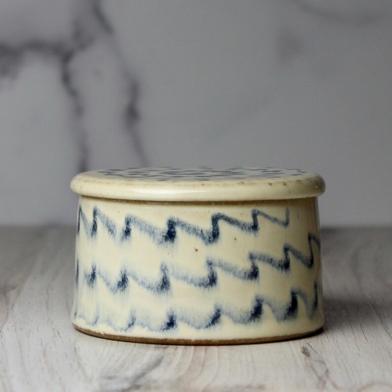 Salt Cellar - Opal Blue. Wheel Thrown Stoneware, Ceramic, Lidded Jar