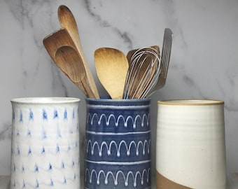 Handmade Pottery Utensil Holder: Wine Chiller, Kitchen Crock - Choose Your Glaze