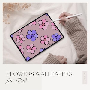 Floral künstlerische iPad Wallpaper Tablet Hintergrund | Set mit 2 minimalistischen Hintergrundbildern für den Startbildschirm | Sofortdownload | Florale iPad Lock Screen