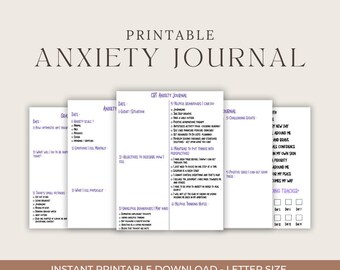 Anxiety Journaling Worksheets | Mental Health Therapy Bundle (PDF Pattern)