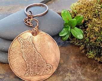 Rustic Copper Mandela Fox Key Chain - New Car Gift  For New Driver - Mother's Day Gift for Fox Lover