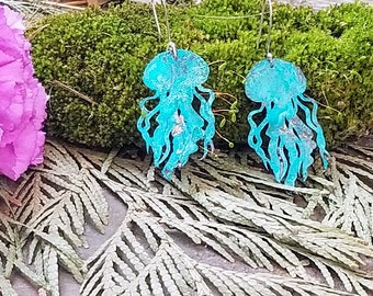 Ocean Blue Patina On Copper Octopus Earrings - Graduation Gift for Grad - Gift For Marine Biologist - Gift For Ocean Lover