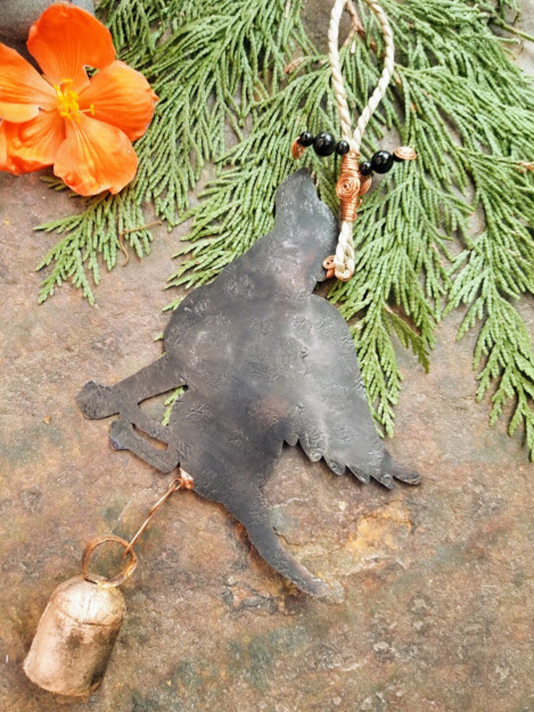 Memorial Dog Copper Wind Chime Black Copper Wind Chime Dog Angel Wind