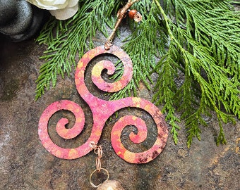 Triskelion  Triskele Copper Wind Chimes - Celtic Gift For Housewarming - Mother's Day Gift For Irish Lovers