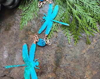 Blue Patina Copper Dragonflies - Gardener's Gift - Gift for Nature Lover - Housewarming Gift For New Home -  Mother's Day Gift For Mom