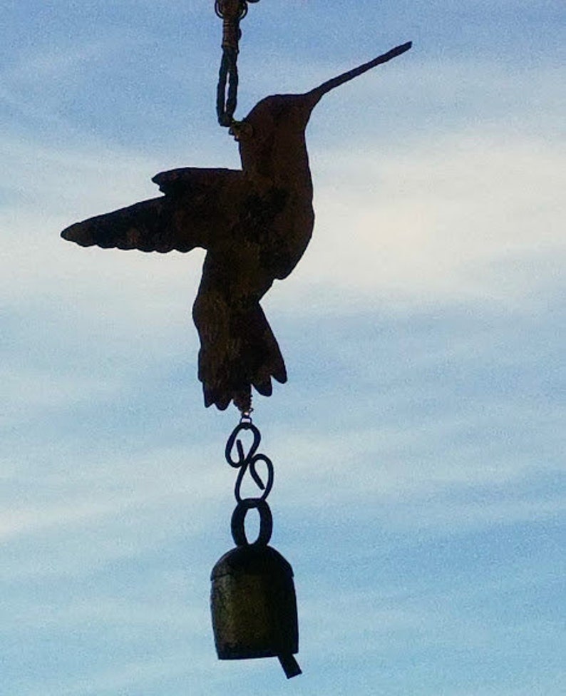 Copper Rustic Hummingbird Wind Chimes Mother's Day Gift For Mom Farmhouse Décor Housewarming Gift For New Home image 6