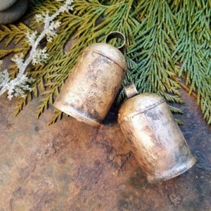 3 1/2" Large Domed Top  Bells With Wooden Strikers - 2 Big Bells -  Medium Large Bells  For Wreaths - Wedding Bells - Christmas Craft Bells
