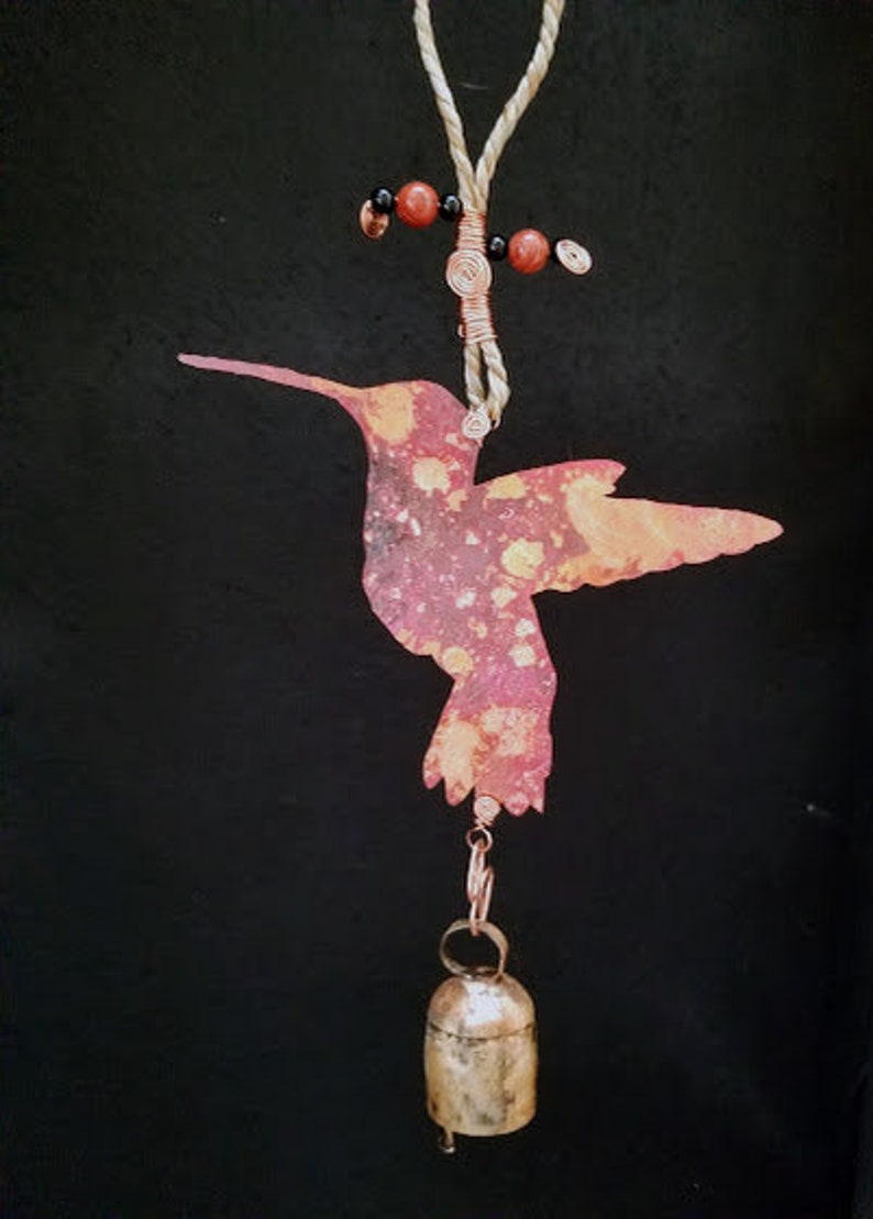 Copper Rustic Hummingbird Wind Chimes Mother's Day Gift For Mom Farmhouse Décor Housewarming Gift For New Home image 5