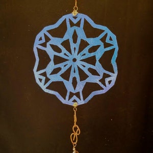 Copper Wind Chime Snowflake Wind Chime Winter Wind Chime Christmas Wind Chime Mother's Day Gift Beautiful Indigo Snowflake Decor image 5