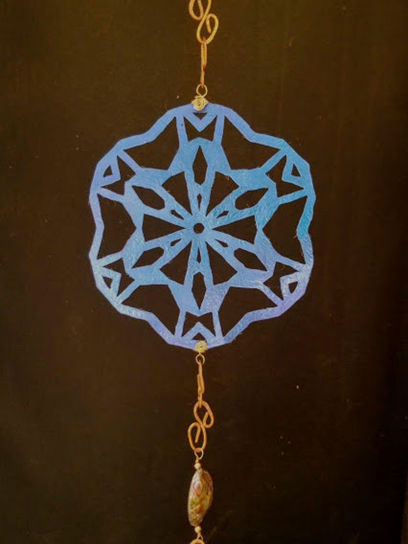 Copper Wind Chime Snowflake Wind Chime Winter Wind Chime Christmas Wind Chime Mother's Day Gift Beautiful Indigo Snowflake Decor image 5