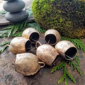 Mongolian Bells -Boho Bells for Christmas Wreaths - 6 Gold Bells - Christmas Bells For Décor - Rustic Wedding Bells