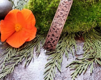 1930's Scrolled Patina Copper Design Barrett - Art Nouveau Barrette For Her - Mother's Day Gift For the Mom In Your Life