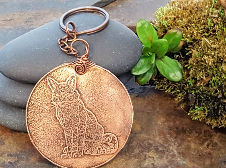 Rustic Copper Mandela Fox Key Chain New Car Gift For New Driver Mother's Day Gift for Fox Lover image 1