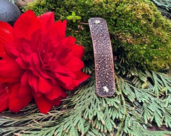 Art Nouveau Hair Barrette: Silver Butterfly & Flowers - Made In France