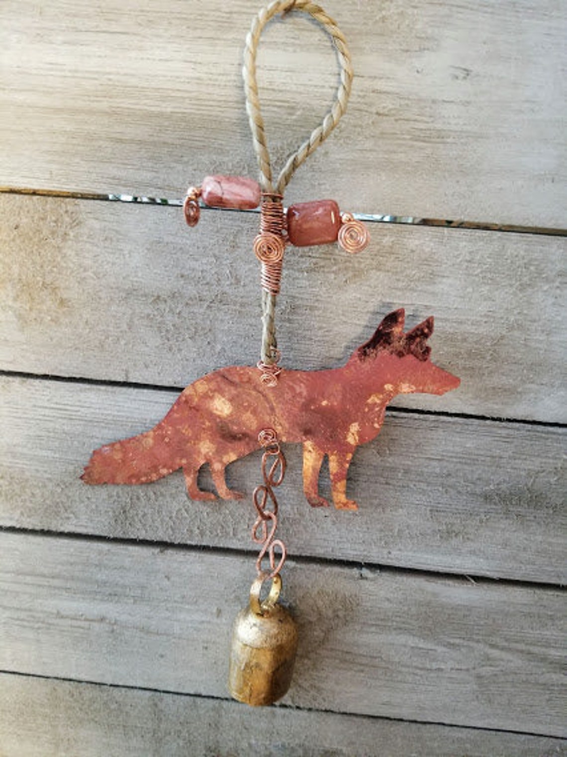 Copper Wind Chimes Fox Wind Chime Fox Chimes Standing Etsy