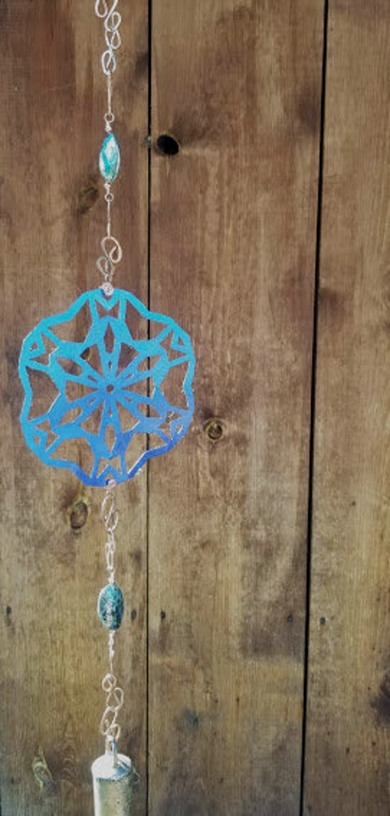 Copper Wind Chime Snowflake Wind Chime Winter Wind Chime Christmas Wind Chime Mother's Day Gift Beautiful Indigo Snowflake Decor image 6