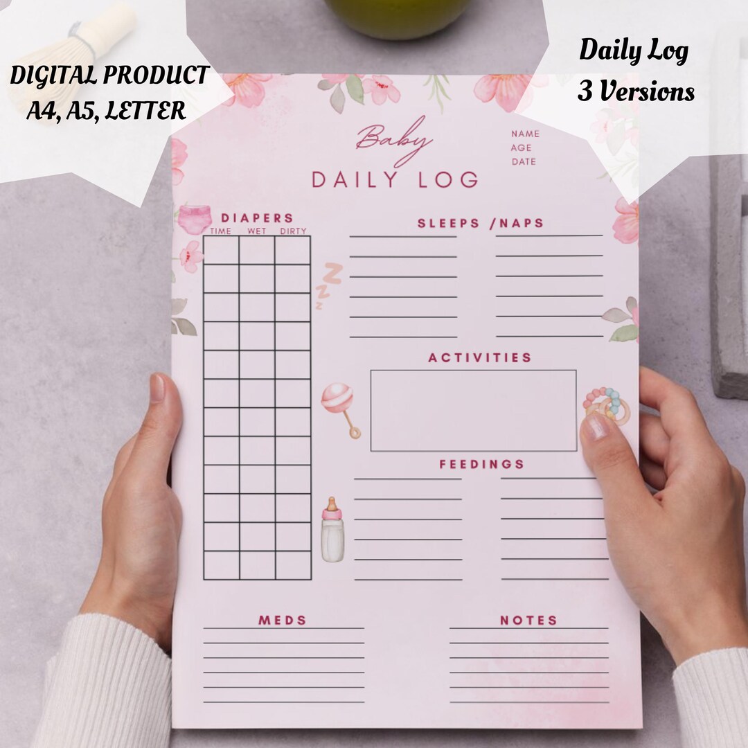 Baby Daily Routine Tracker: Feeding, Sleep, Diaper Log (printable PDF ...