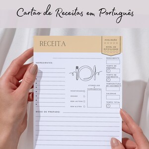 Cartão de Receita Imprimível, Receita Minimalista para Imprimir, Tamanhos A4 A5 Letter, 5 Cores, Estilo Limpo