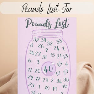 Registro de peso imprimible para 40 libras (tarro), gráfico de burbujas (PDF), tamaño carta y media (A4, A5), registro de peso motivacional, hoja de objetivos de fitness divertida.
