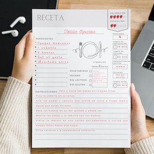 Spanish Recipe Card Template: A4/A5 Printable Organizer (PDF Download)