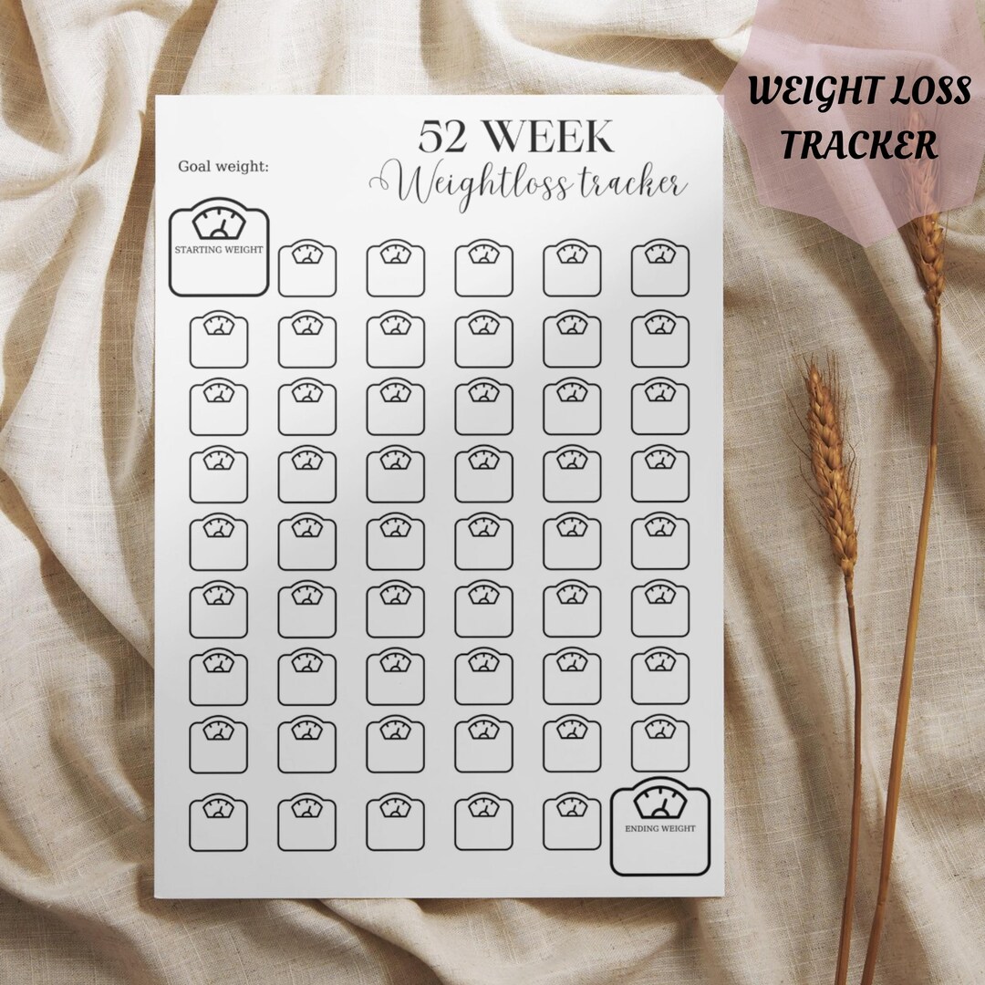 52 Week Weight Loss Tracker Printable: Minimalist Progress Chart (PDF ...