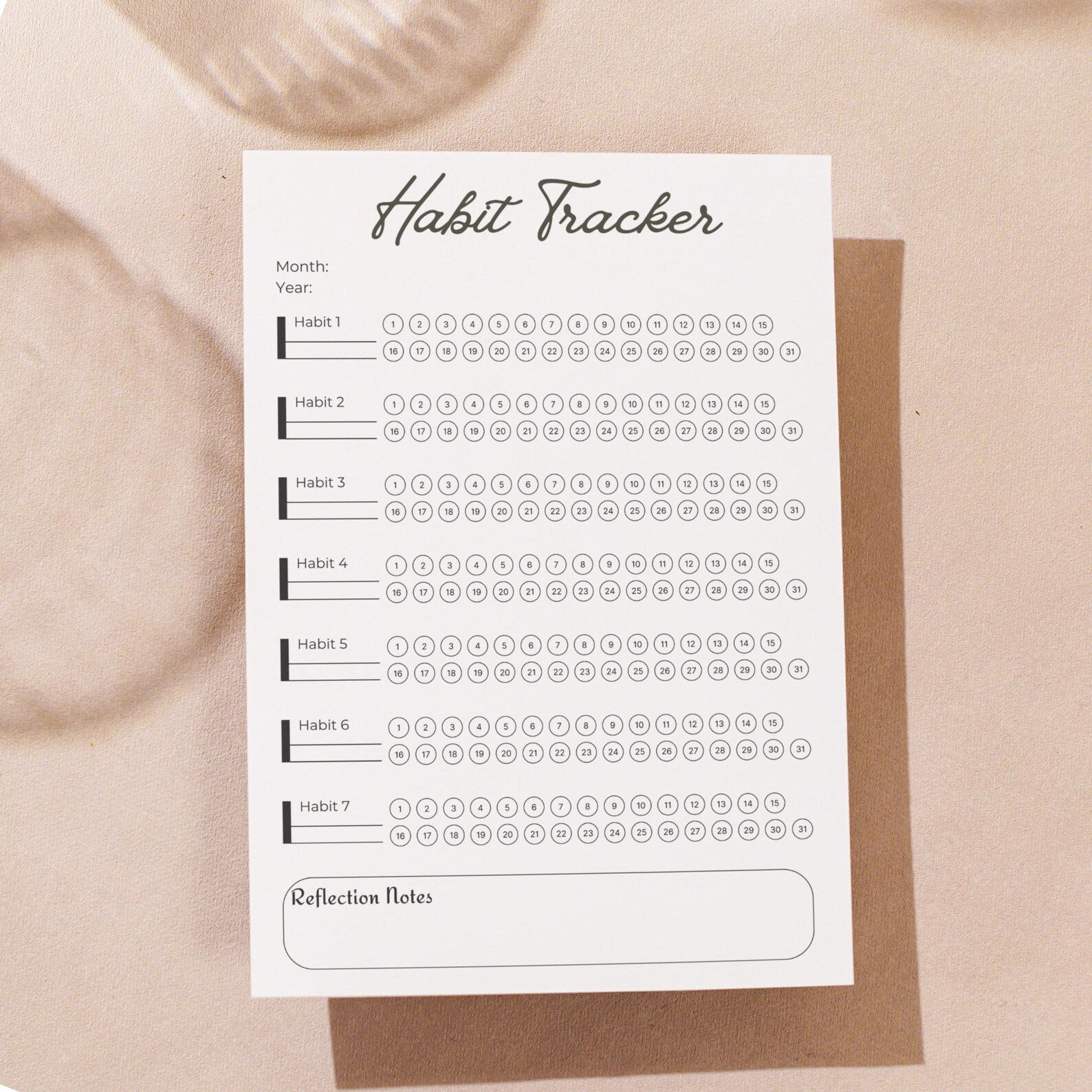 Printable Habit Tracker: Minimalist Monthly Routine (A4 A5 Letter PDF ...