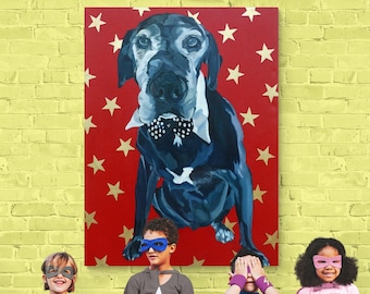 Starry Leonard Black Lab Pet Portrait Painting