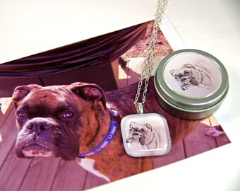 Custom Pet Portrait Glass Pendant Necklace