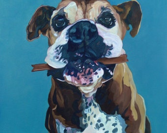 Boxer Dog Pet Portrait Print Happy Abby