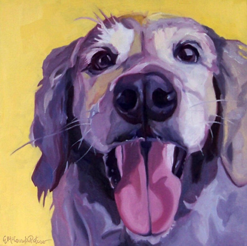 Pet Portrait Golden Retriever Dog Art Print Etsy