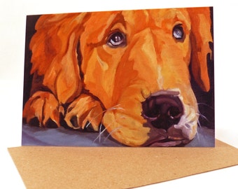 Golden Retriever Dog Portrait Original Greeting Card