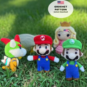 4-in-1 Super Mario Luigi haakpatroon pdf, amigurumi Nintendo Bros Toy, DIY-videogamekarakterset, gemakkelijk te volgen gids, cadeau voor kinderen