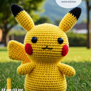 Schema all&#39;uncinetto di Pikachu Amigurumi per realizzare peluche e regali - Istruzioni in inglese per lo schema all&#39;uncinetto di Pikachu