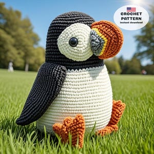 Puffin Crochet Pattern PDF, Amigurumi Animal, Tiny Animal Crochet Toy, Baby Gift DIY, Mini Magic Crochet Bird Plush